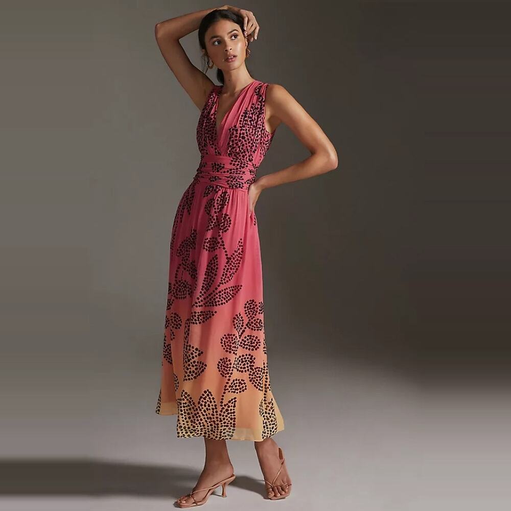 Anthropologie Verb by Pallavi Singhee V-Neck Ombre Maxi Dress Large
